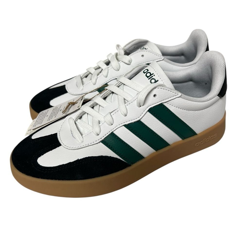 New Adidas Barreda White Leather Green Stripes Gum Sole Men 7.5 / Women’s 8.5